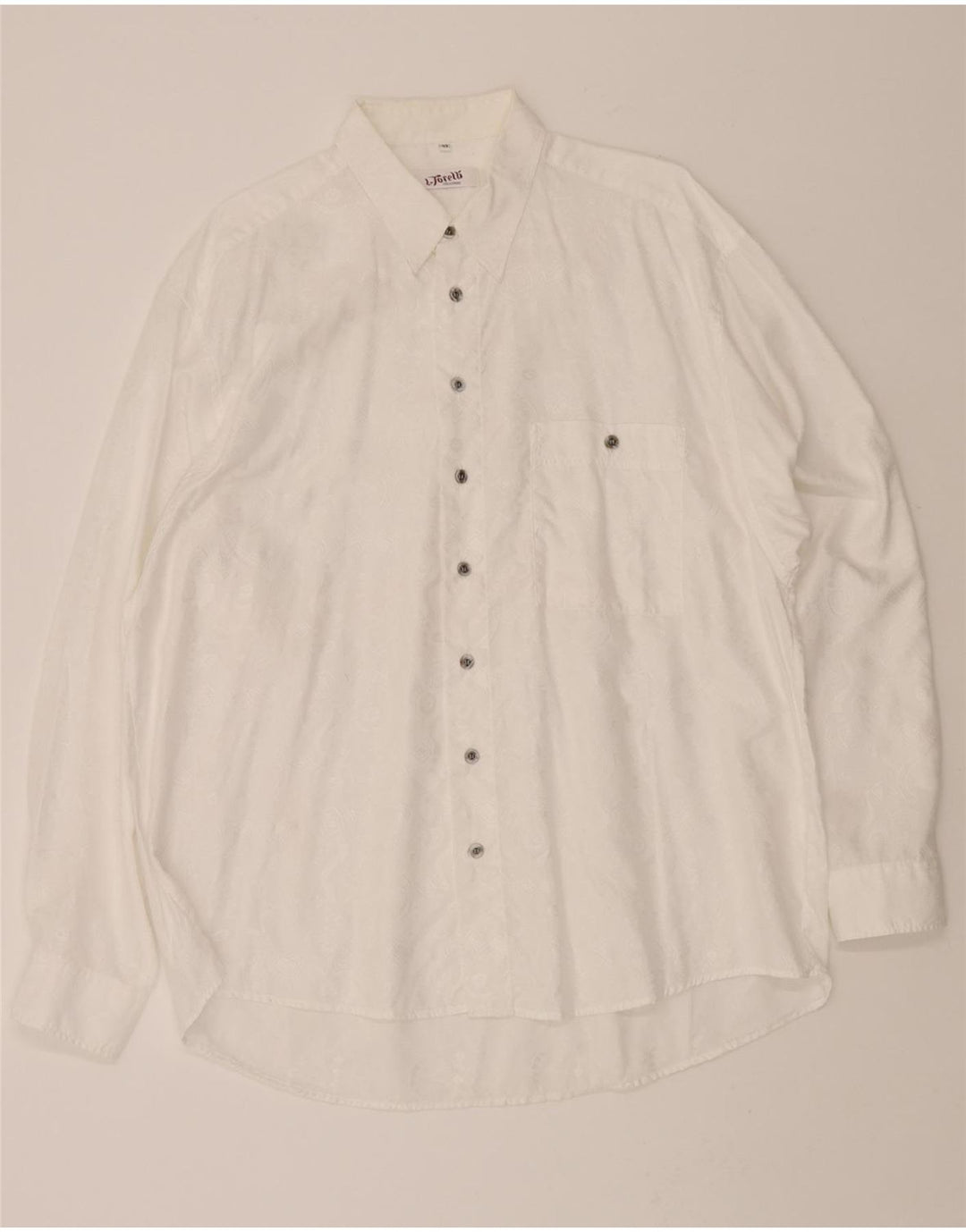 L. TORELLI Mens Abstract Pattern Shirt Size 43 Large White Cotton Vintage L. Torelli and Second-Hand L. Torelli from Messina Hembry 
