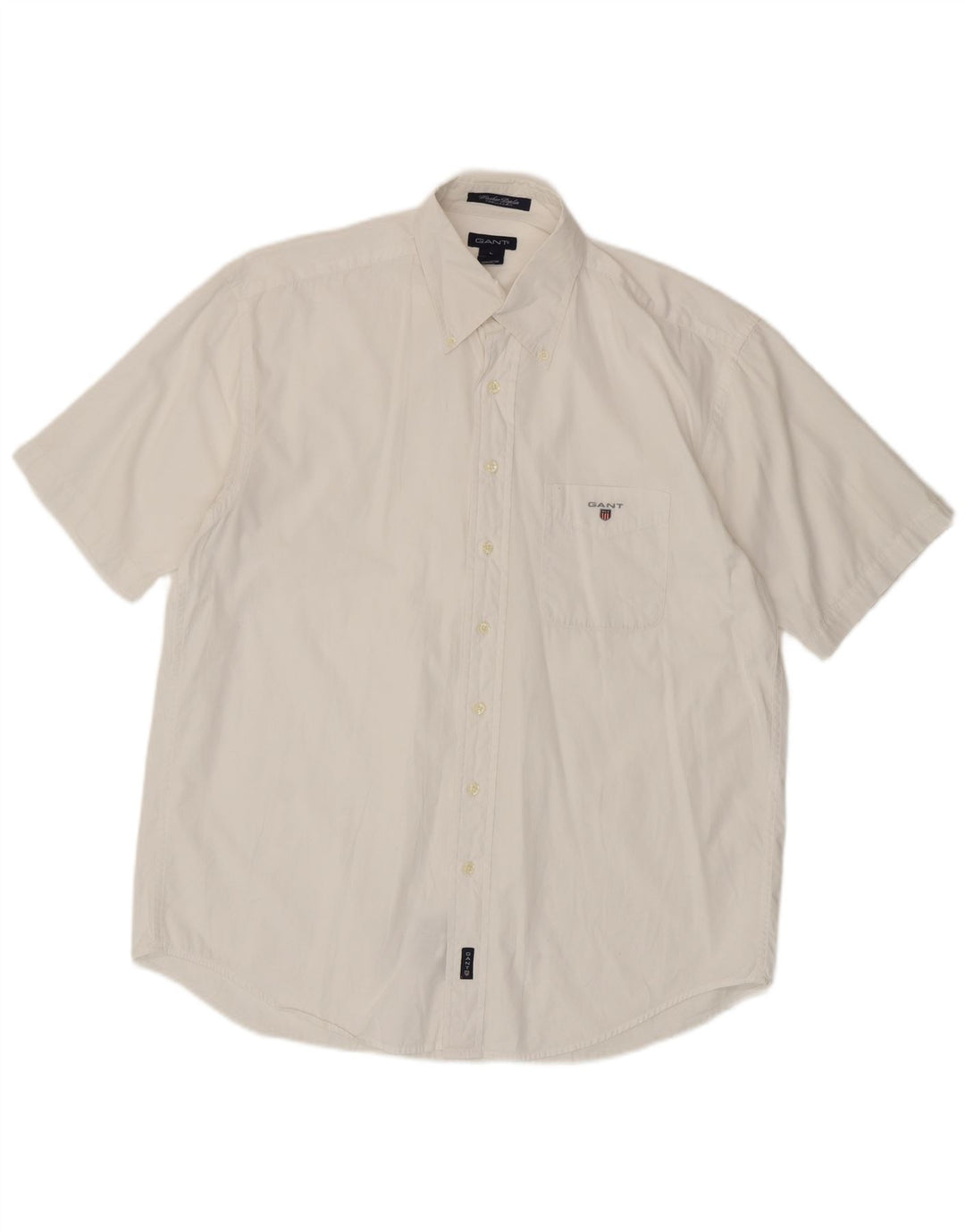 Gant Camicia da uomo a maniche corte, vestibilità regolare, grande, in cotone bianco