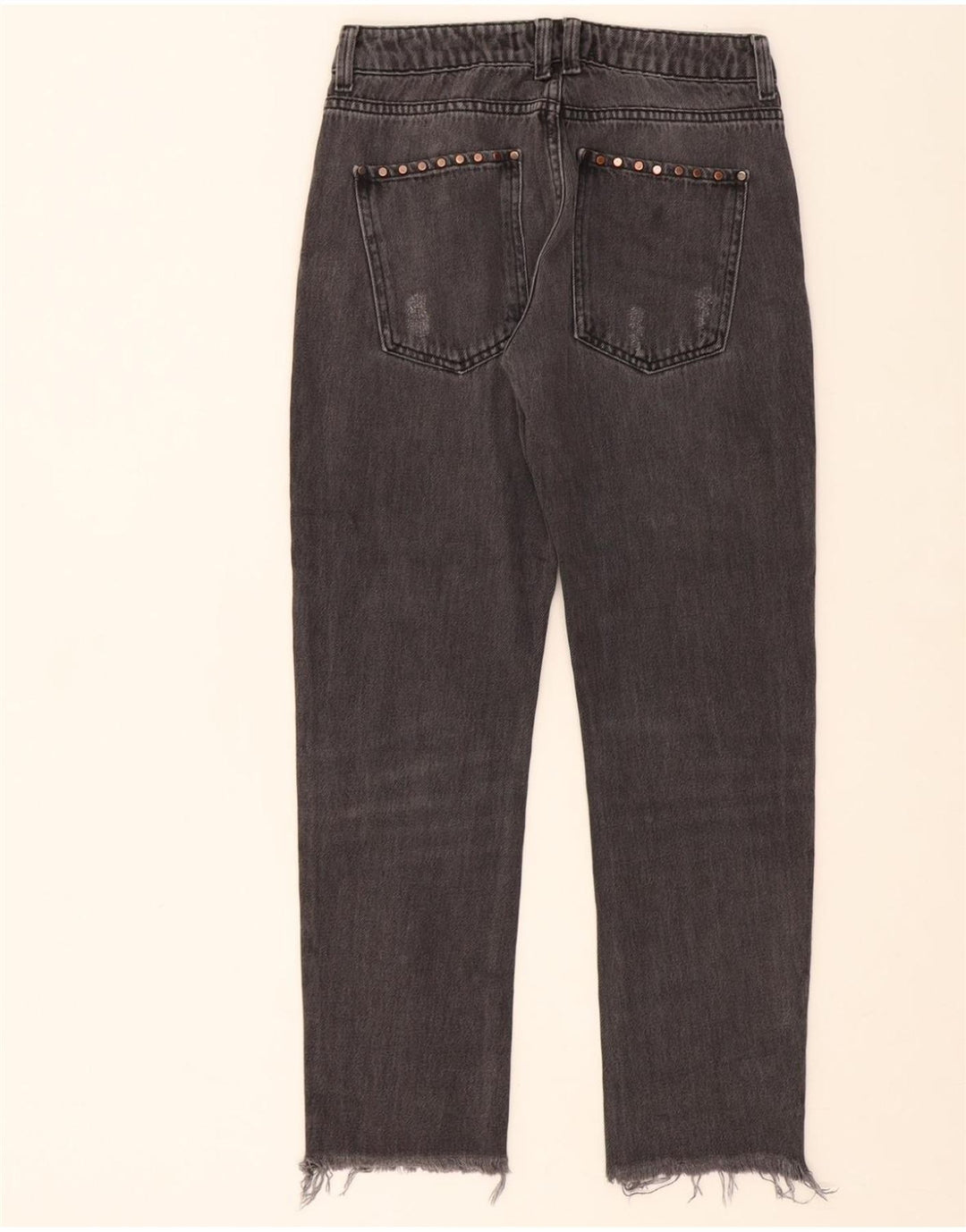 ZARA Womens Distressed Straight Jeans EU 32 2XS W22 L25 Black Vintage Zara and Second-Hand Zara from Messina Hembry 