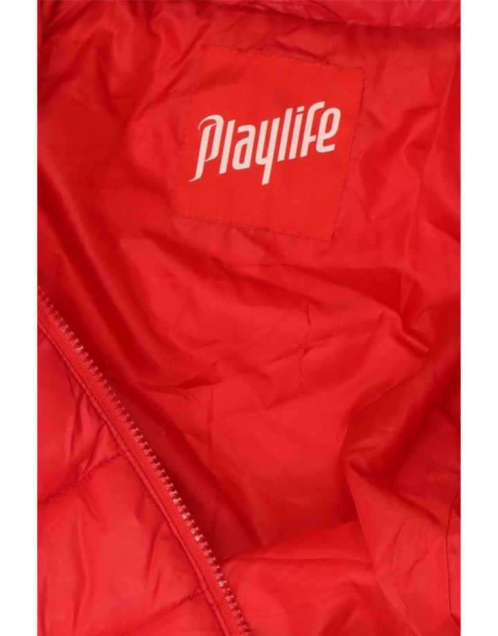 Giacca imbottita con cappuccio da donna Playlife UK 10 Small Rosso Poliammide