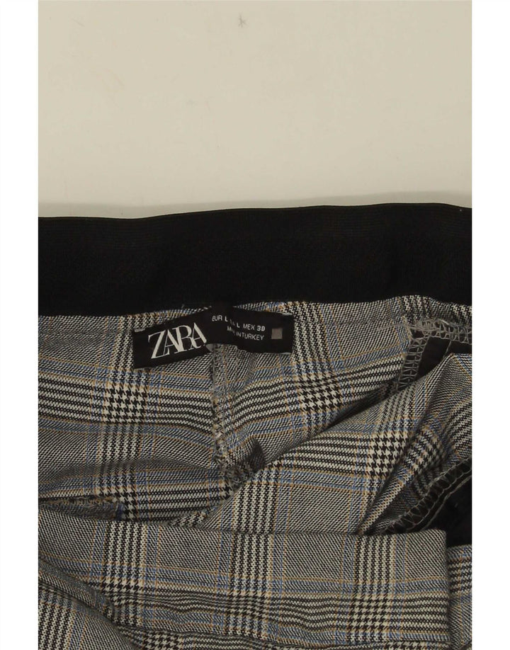 Pantaloni corti slim da donna Zara grandi W30 L25 scozzesi grigi