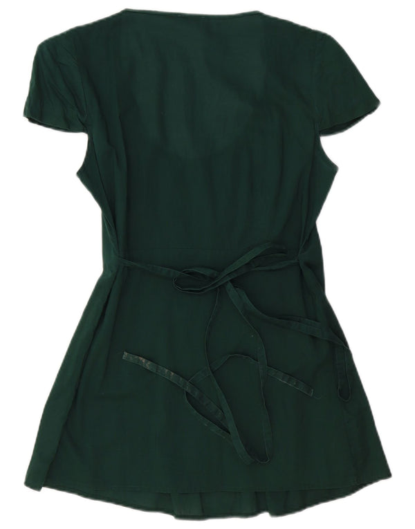 BENETTON Womens A-Line Dress UK 10 Small Green Cotton