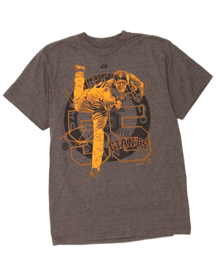T-shirt grafica da uomo Majestic Giants Top in cotone grigio medio