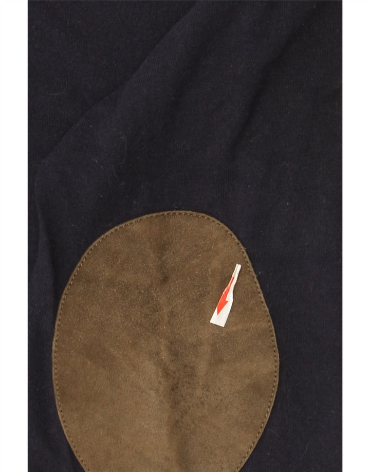 Massimo Dutti Maglione da uomo con scollo a V grande in cotone blu navy