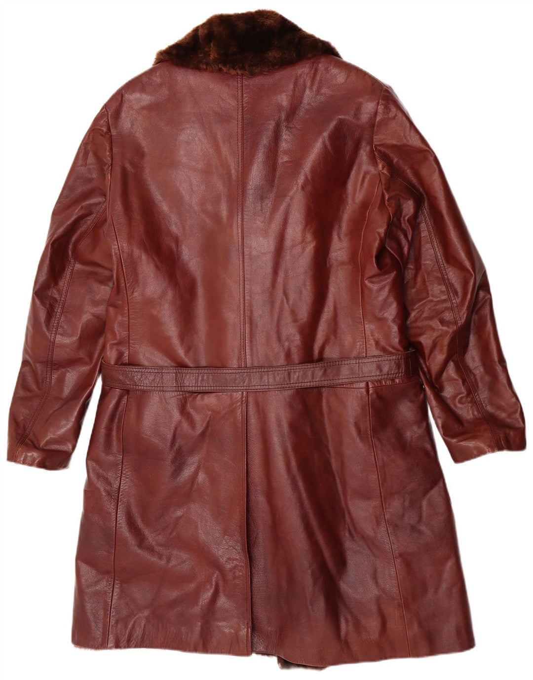 Cappotto vintage in pelle shearling da uomo UK 38 Pelle marrone medio