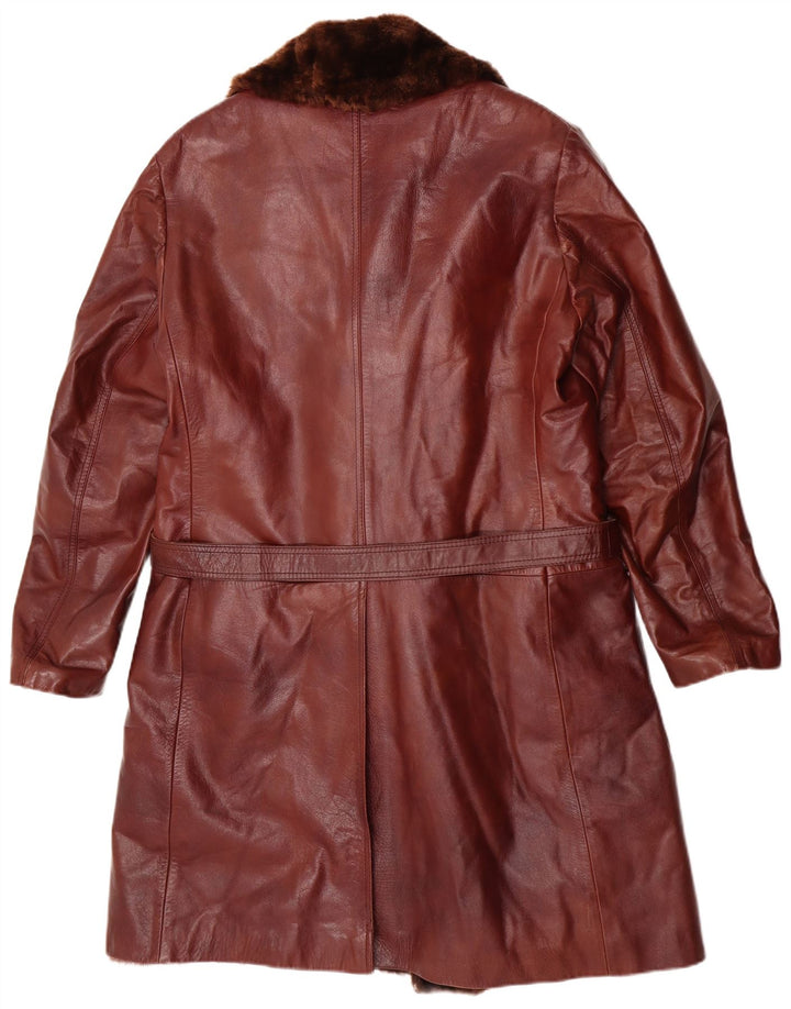 Cappotto vintage in pelle shearling da uomo UK 38 Pelle marrone medio