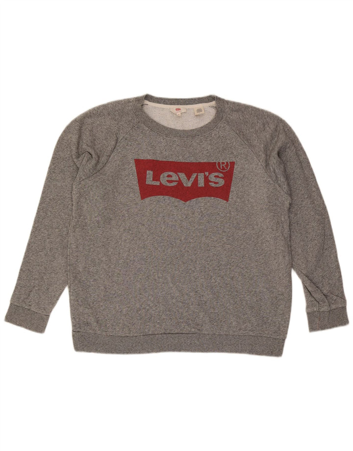Levi's Felpa grafica da uomo in cotone chiazzato grigio medio
