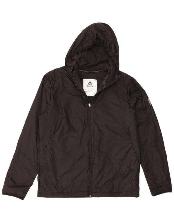 Giacca sportiva da uomo con cappuccio Reebok grande nera in poliestere