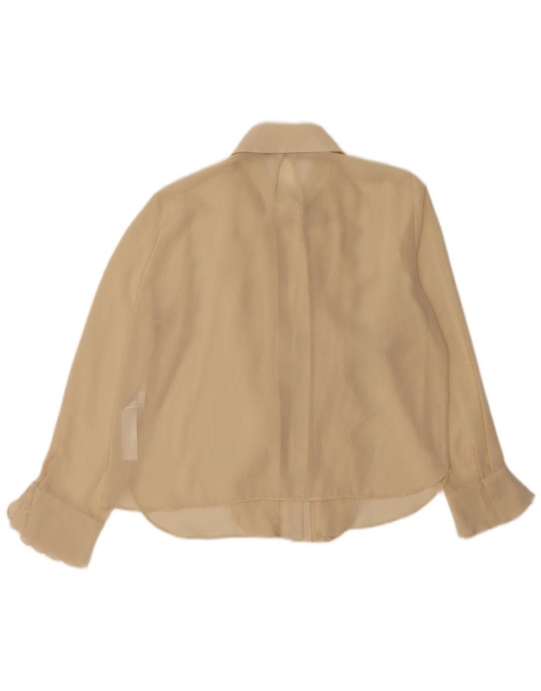 ZARA Camicetta da Donna con Volant sul Davanti UK 14 Large Beige Poliestere