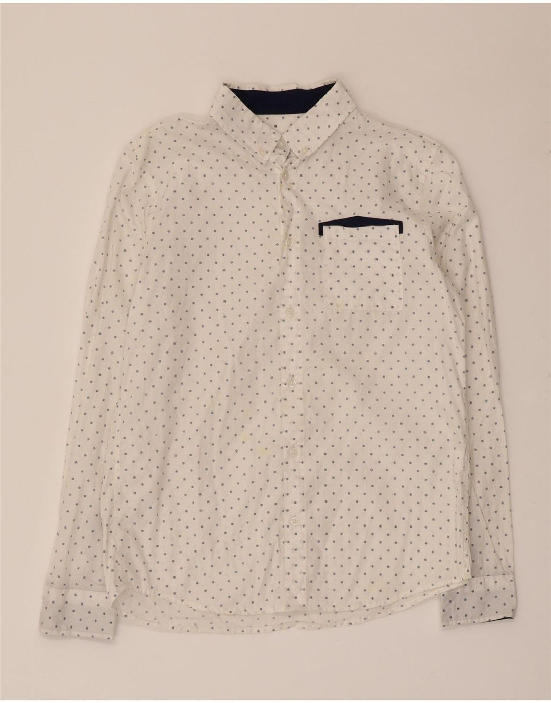 Camicia Benetton Bambino 11-12 Anni 2XL Cotone Maculato Bianco