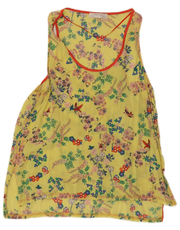 Camicetta senza maniche da donna Zara UK 14 grande giallo floreale