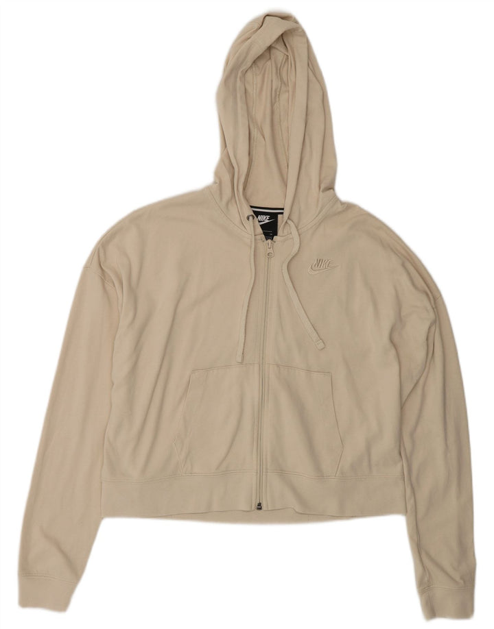 Felpa con cappuccio e zip oversize da donna Nike UK 10 Small Beige Poliestere