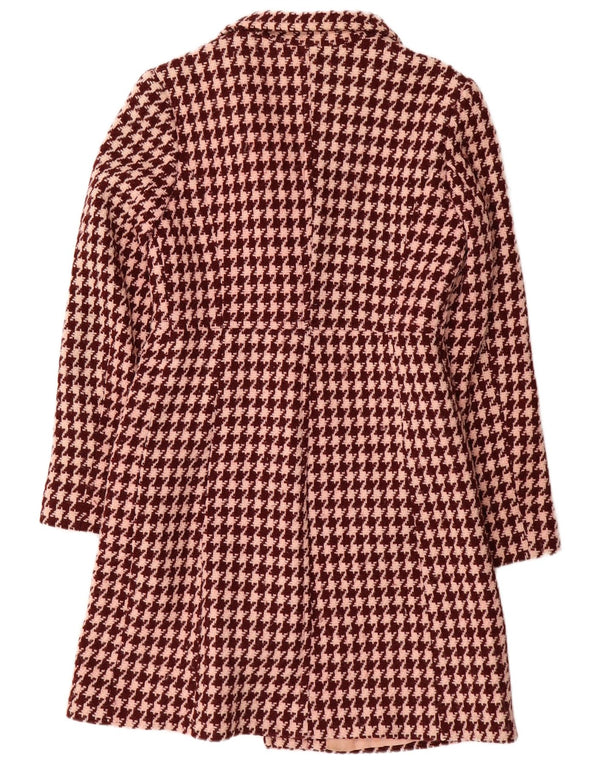 Soprabito da donna vintage UK 10 piccolo in lana pied de poule bordeaux