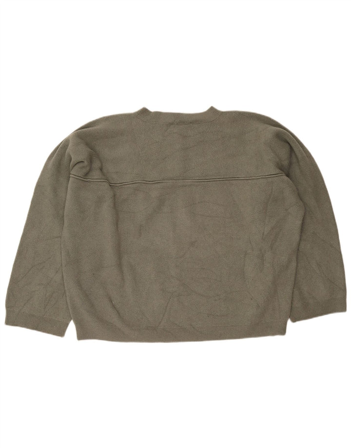 Maglione da donna Zara oversize con collo a bottoni, UK 16, grande in viscosa kaki