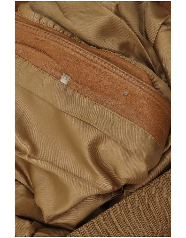 Giacca in pelle vintage da uomo IT 54 2XL Marrone