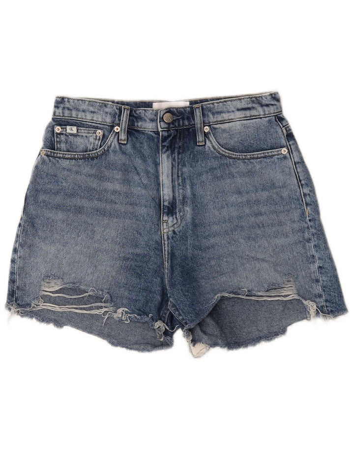 Pantaloni caldi da donna in denim effetto invecchiato Calvin Klein W28 cotone blu medio
