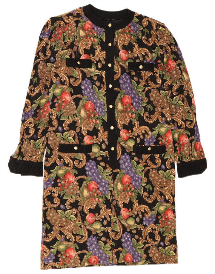 Abito a trapezio vintage da donna UK 12 medio floreale multicolore