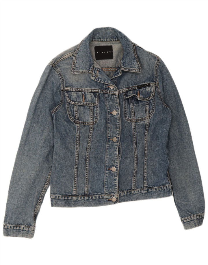 Giacca in denim da donna Sisley UK 10 piccola in cotone blu