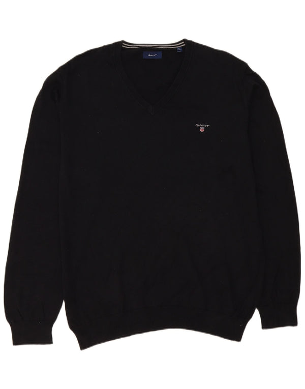 Maglione maglione da uomo con scollo a V Gant 2XL cotone nero