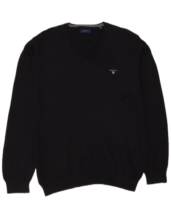 Maglione maglione da uomo con scollo a V Gant 2XL cotone nero