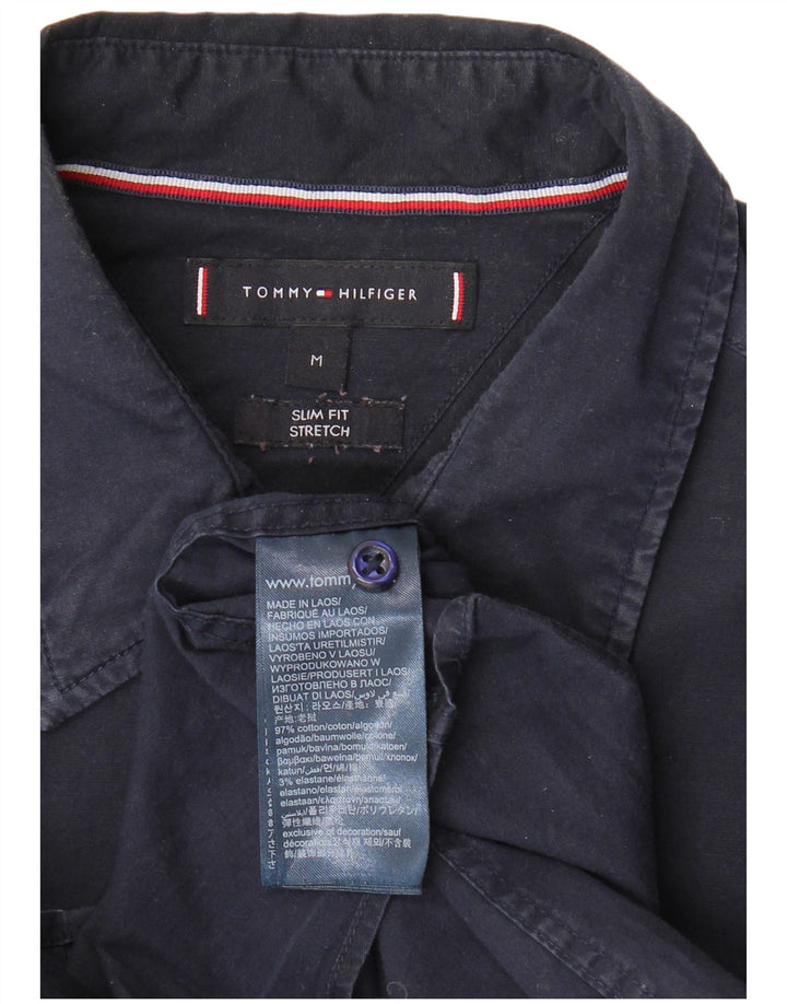 TOMMY HILFIGER Camicia da uomo a maniche corte slim fit in cotone blu navy medio