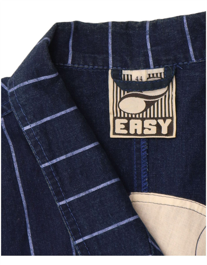 Giacca blazer in denim da donna Easy IT 44 Cotone medio a righe blu navy