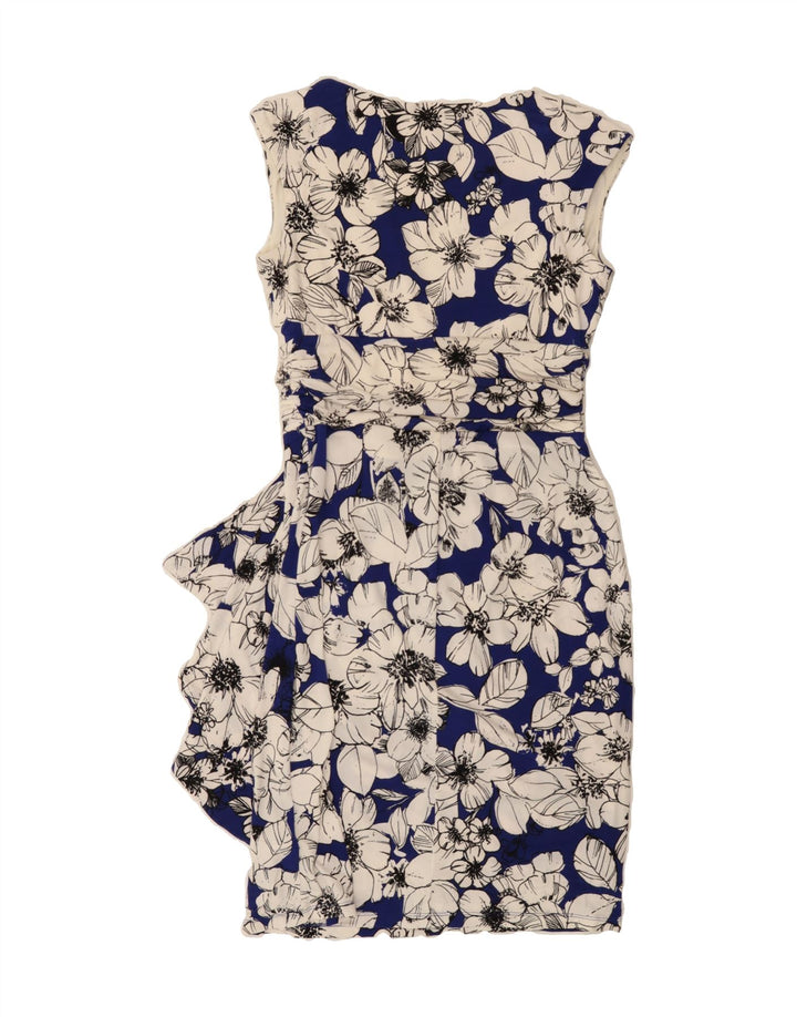 CHAPS Womens Sleeveless Sheath Dress UK 14 Medium Navy Blue Floral Vintage Chaps and Second-Hand Chaps from Messina Hembry 
