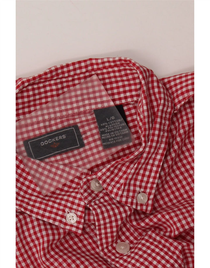 DOCKERS Camicia da uomo grande in cotone a quadretti rossi