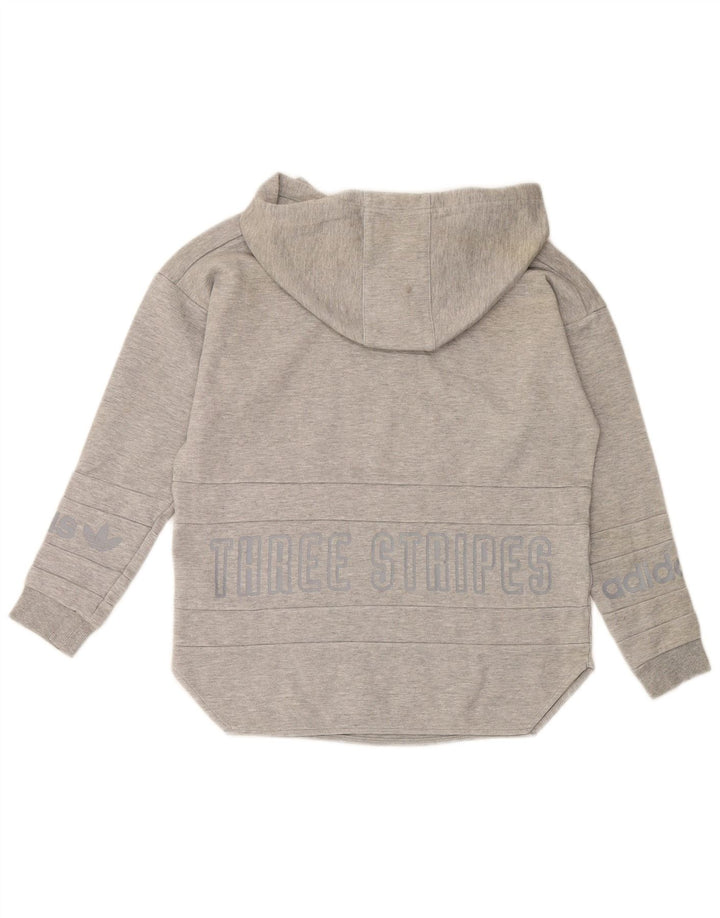 Maglione con cappuccio oversize grafico da donna ADIDAS UK 8 piccolo cotone grigio