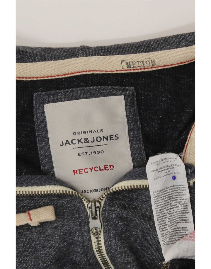 Maglione con cappuccio e zip da uomo Jack & Jones Poliestere chiazzato grigio medio