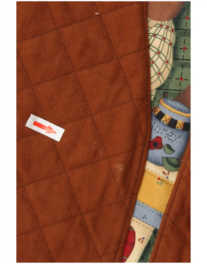 Gilet grafico da donna vintage UK 16 Grande patchwork multicolore