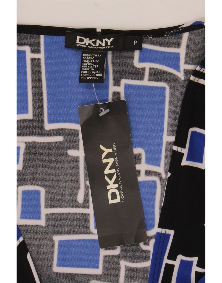 Abito Dkny da donna con maniche a 3/4, taglia unica, in poliestere geometrico blu