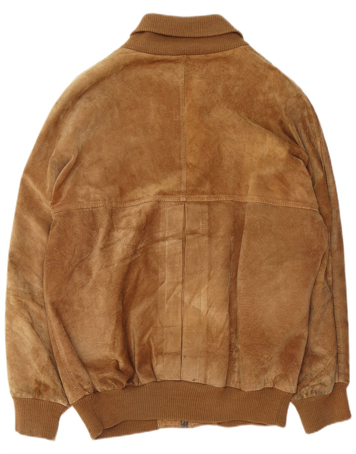 Giubbotto bomber vintage in pelle scamosciata da uomo IT 54 2XL Beige