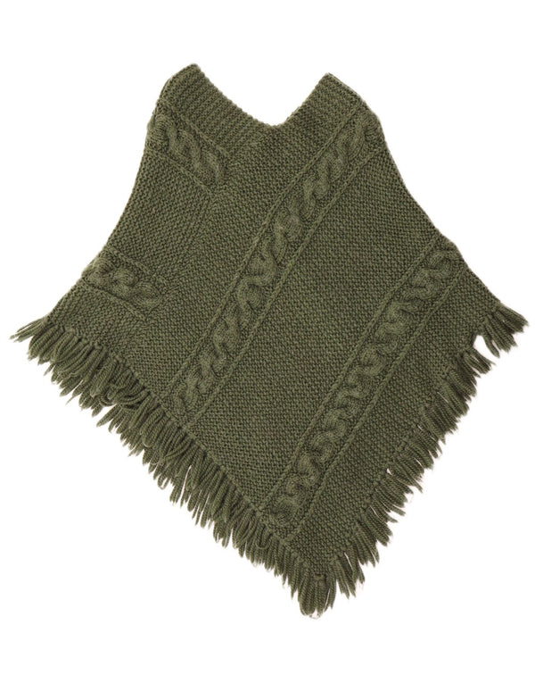Maglione poncho vintage da donna UK 12 verde medio