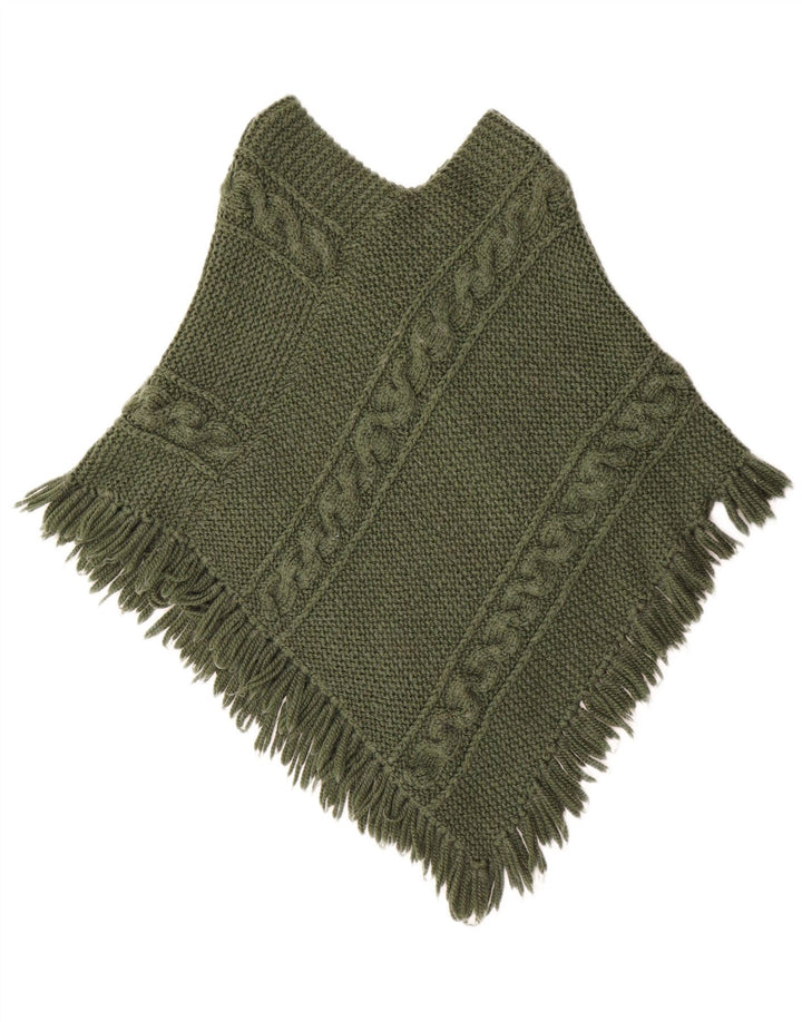 Maglione poncho vintage da donna UK 12 verde medio
