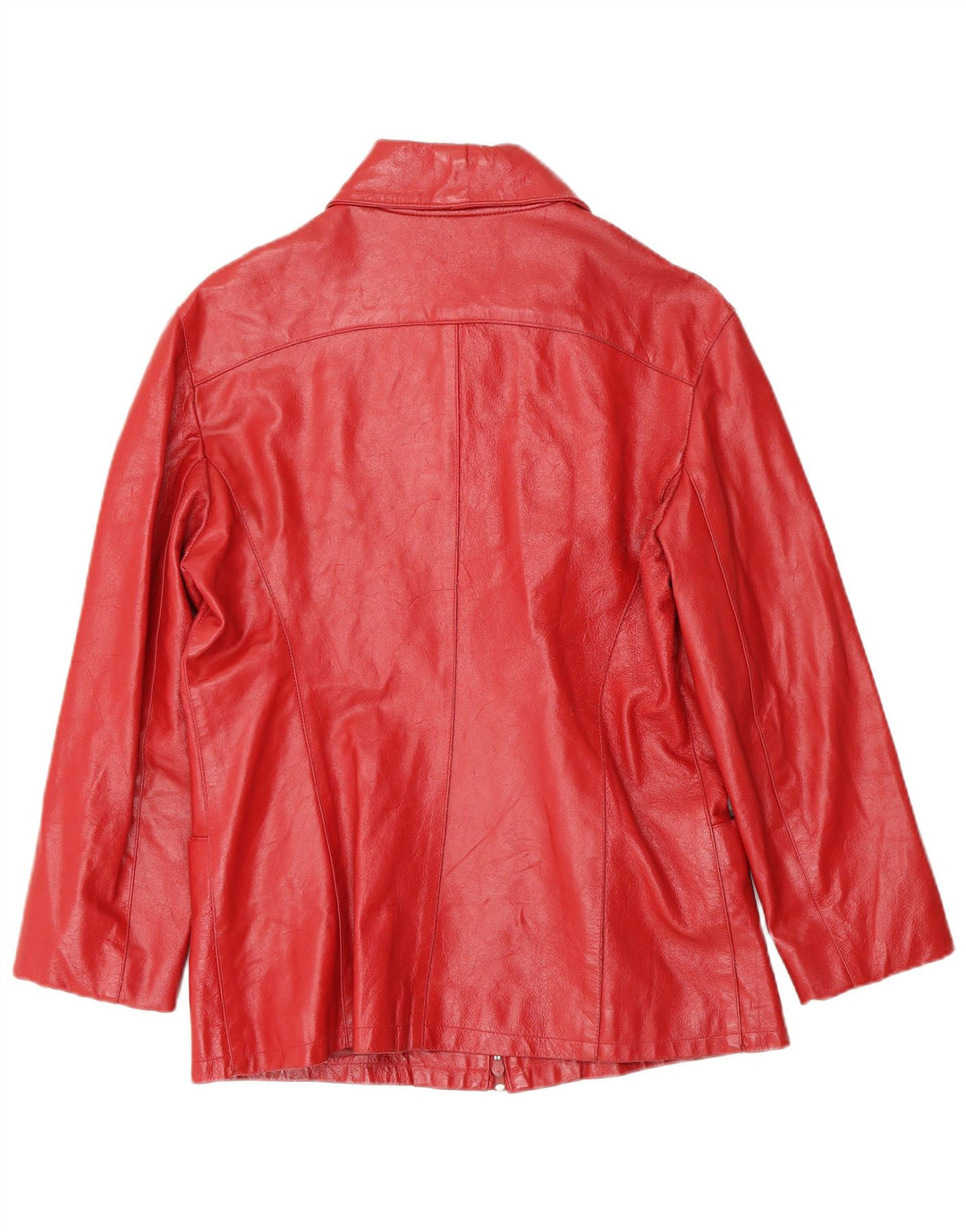 Giacca in pelle vintage da donna UK 14 in pelle rossa media