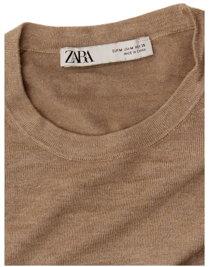Maglione maglione girocollo da donna Zara UK 12 Marrone medio