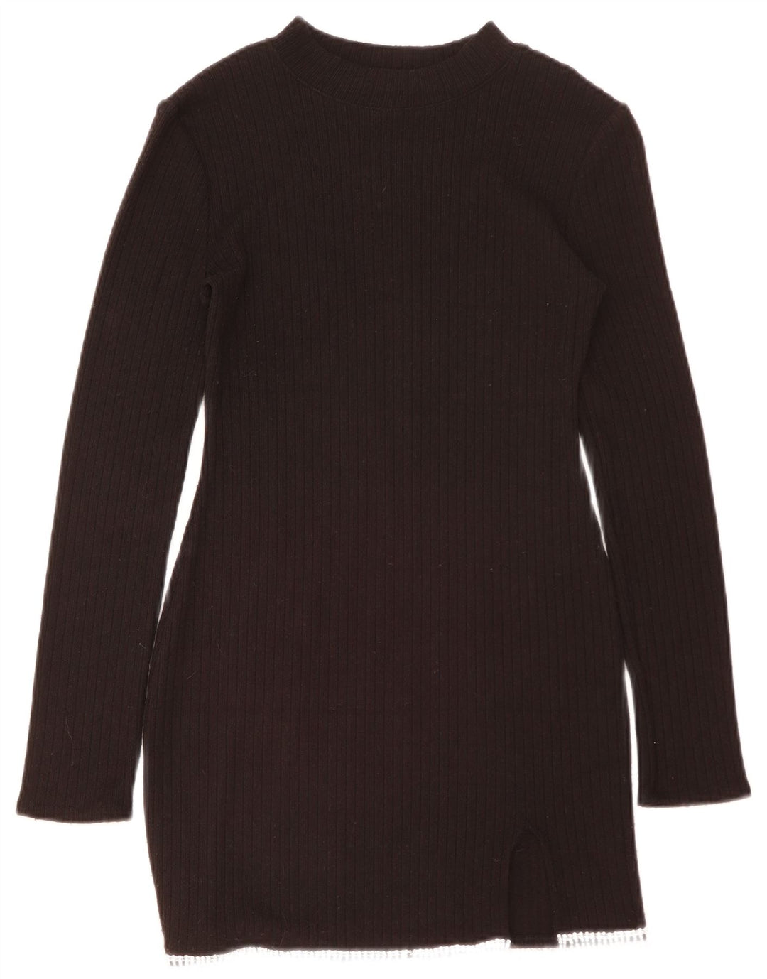 Abito maglione a maniche lunghe da donna Zara UK 12 poliestere nero medio