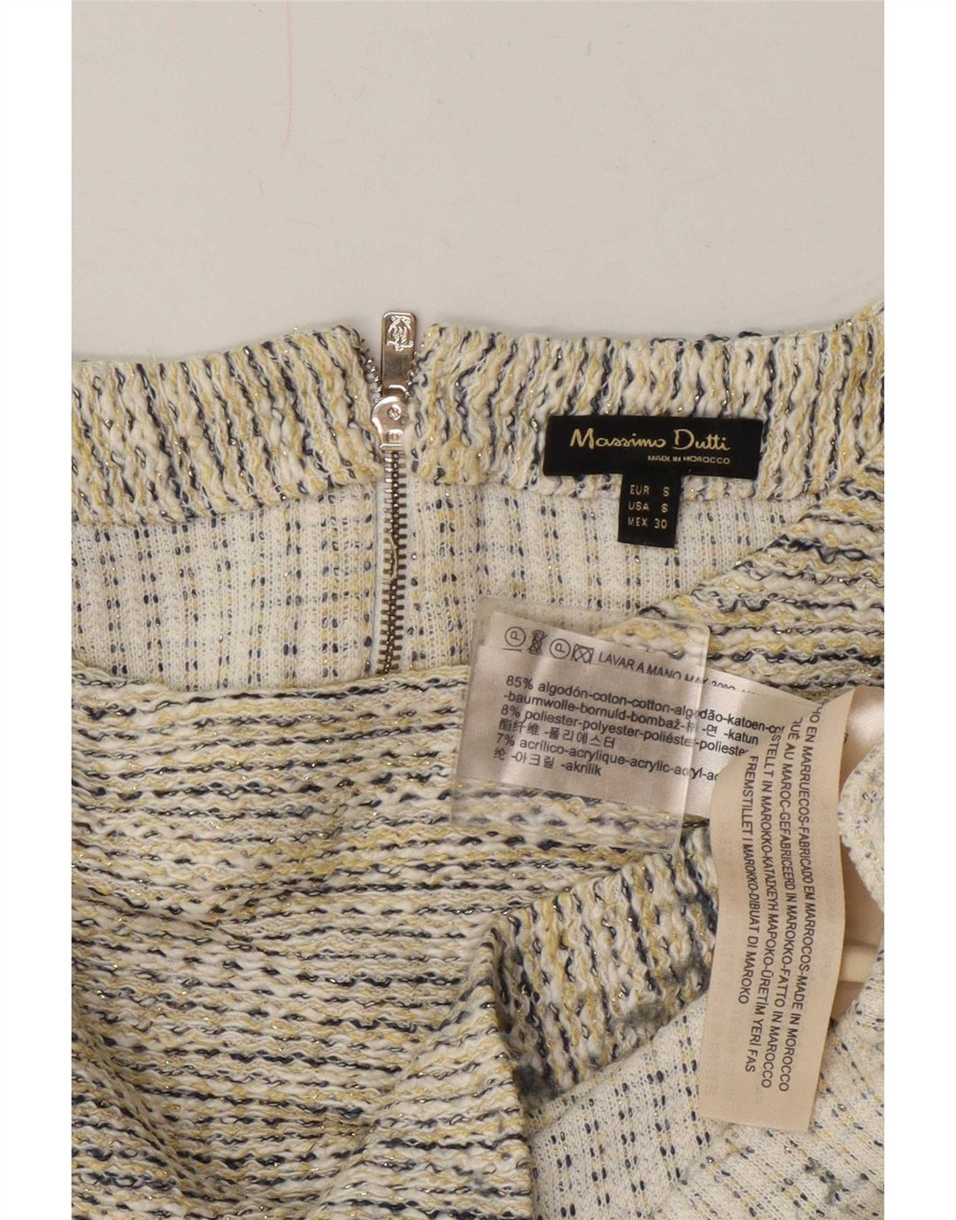 Massimo Dutti Camicetta oversize da donna Top UK 10 Piccolo cotone screziato beige
