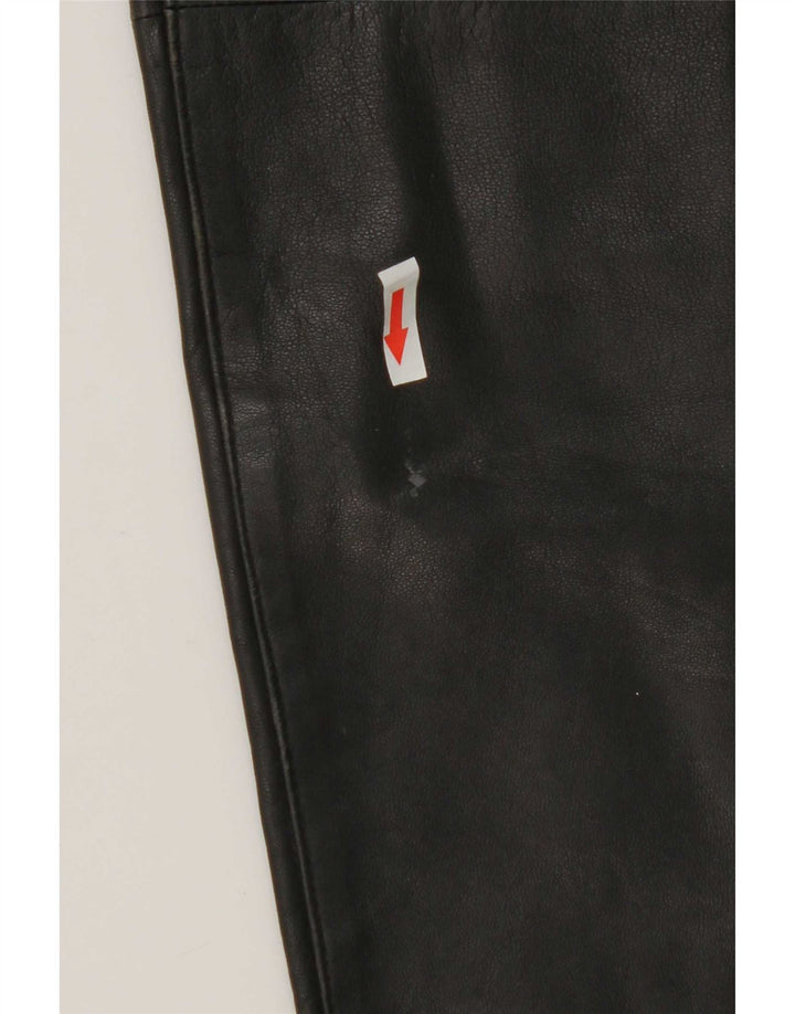 Pantaloni dritti in pelle da donna vintage IT 44 medi W26 L31 Pelle nera