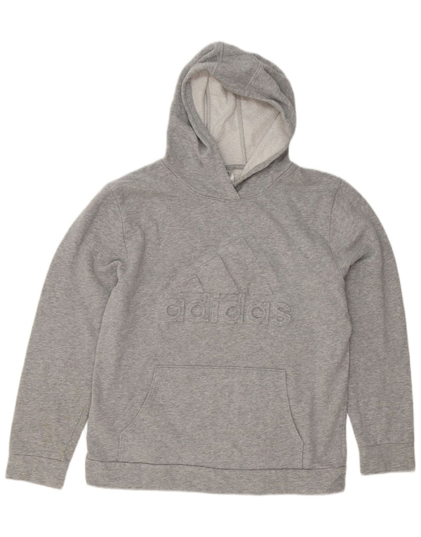 Felpa con cappuccio grafica Adidas da ragazzo 15-16 anni XL in cotone chiazzato grigio