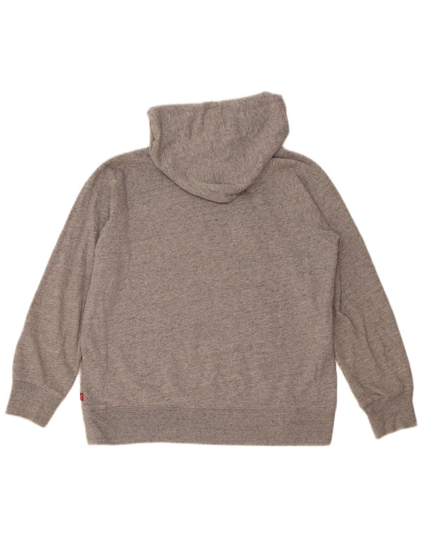 Maglione con cappuccio grafico da donna Levi's UK 14 Cotone screziato grigio medio