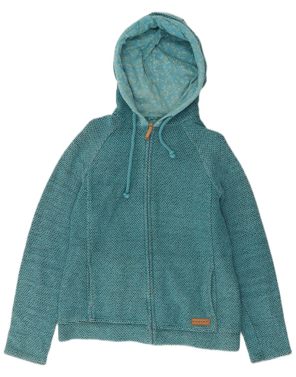 Maglione con cappuccio e zip da donna Weird Fish UK 12 Cotone blu medio