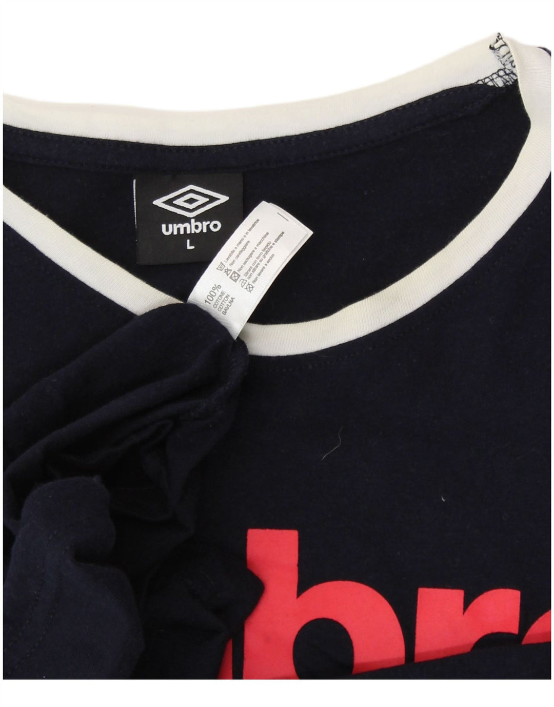 UMBRO Womens Graphic T-Shirt Top UK 16 Large Navy Blue Cotton