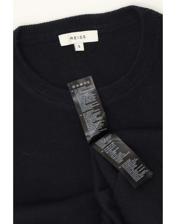 Maglione maglione girocollo da uomo Reiss piccolo poliestere blu navy