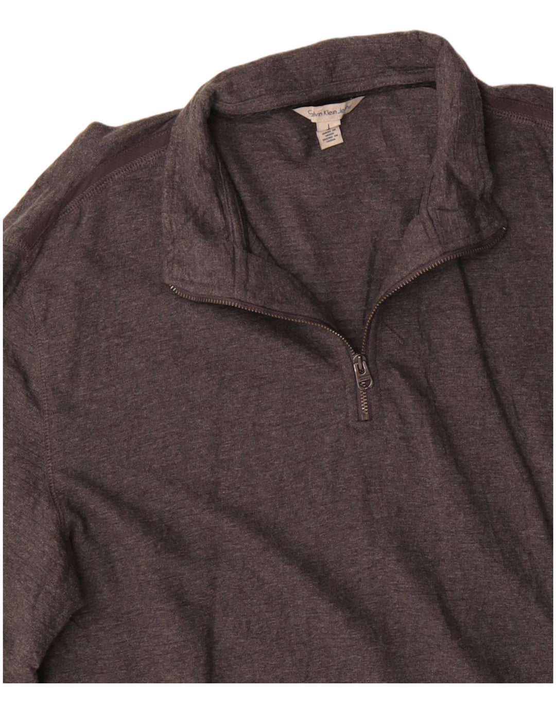 CALVIN KLEIN JEANS Maglione da uomo con zip e collo grande in cotone grigio