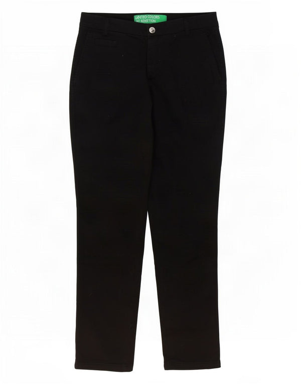 Pantaloni chino dritti da donna Benetton UK 6 XS W28 L28 Cotone nero