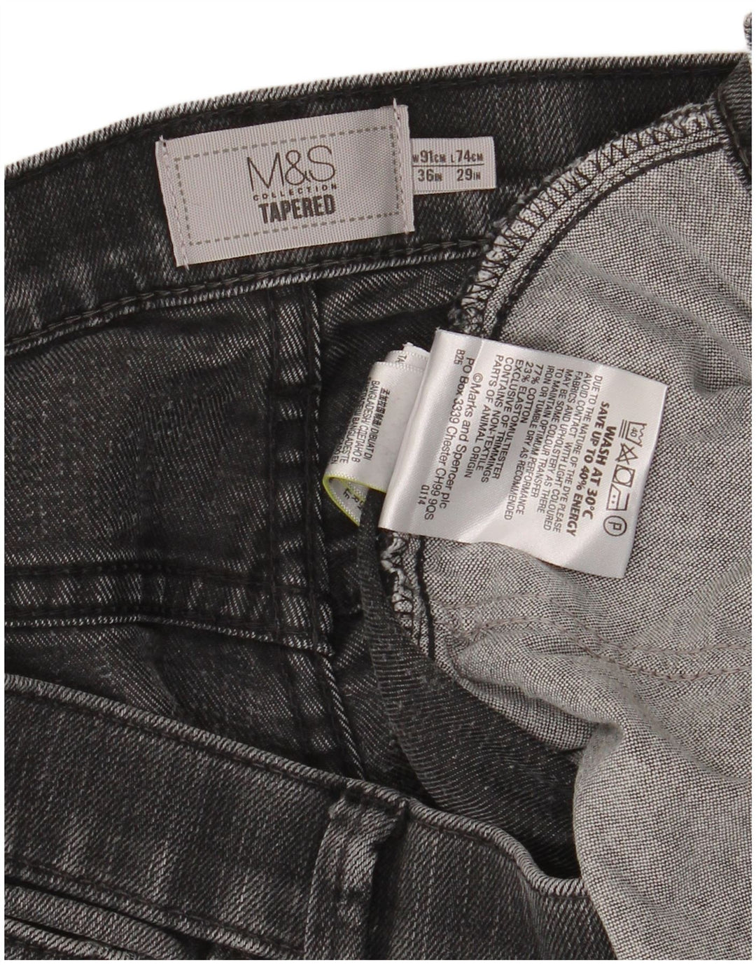Jeans affusolati da uomo Marks & Spencer W36 L29 cotone grigio