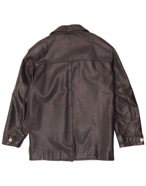 Giacca in pelle vintage da uomo UK 38 media nera