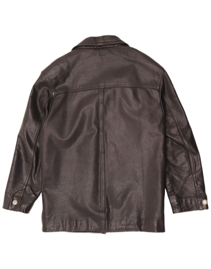 Giacca in pelle vintage da uomo UK 38 media nera